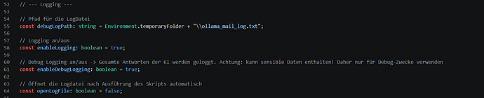 Logging-Einstellungen