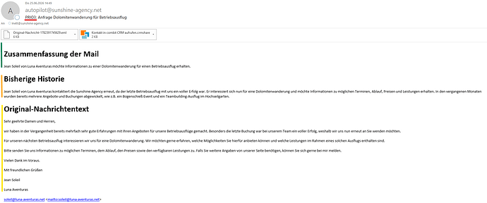 Ergebnis im Posteingang